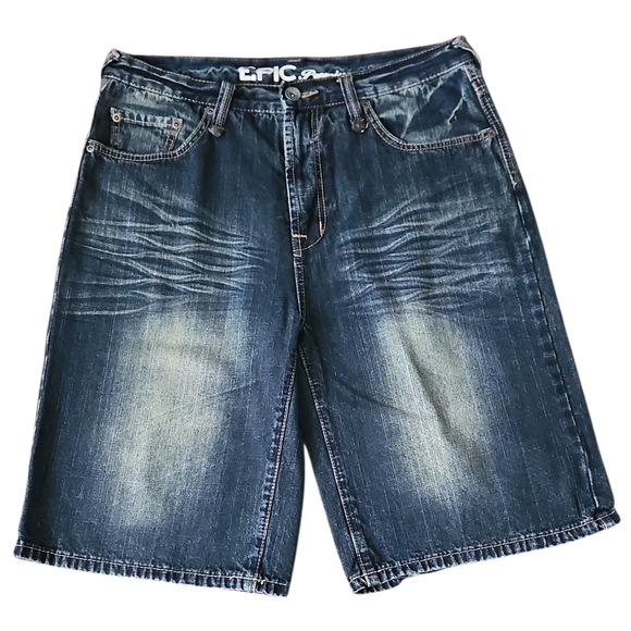 EPIC Premium Other - Epic Jeans Vintage Shorts Blue Denim Embroidered, Mens 34
